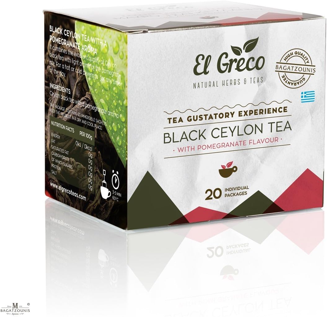 El Greco Premium Greek Pomegranate Black Tea - 20 x Individual Bags