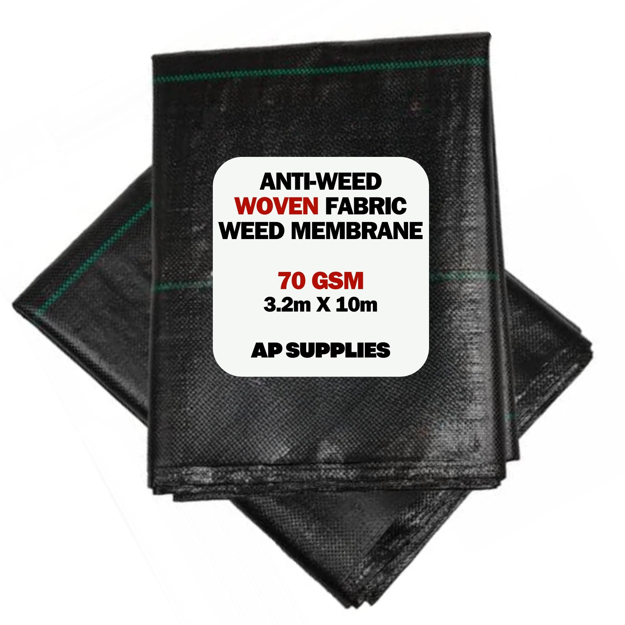 AP Supplies 70gsm Thick - Weed Control Membrane Fabric - UV Stabilised Ground Cover for Landscaping, Driveway, Patios and Flower Beds - Perfect for Artificial Grass and Gravel Underlay (3.2m x 10m)