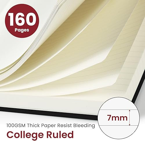 Miniatura 2 de Cuaderno de diario para mujeres y hombres, cuero de tapa dura para escribir, cuaderno A5 para trabajo y toma de notas, perfecto para suministros de