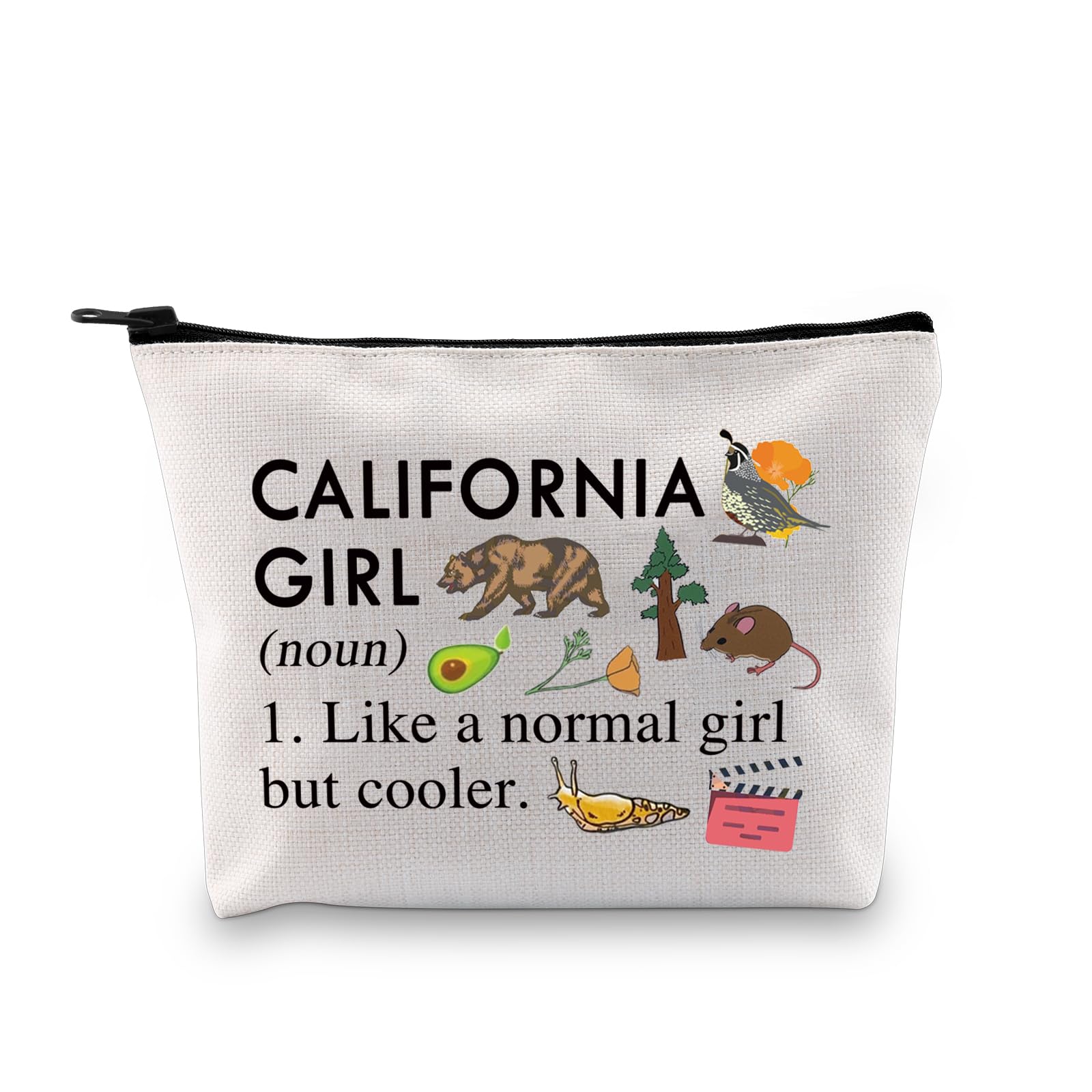 XYANFA California Makeup Bag California Trip Gift Vacation Gift Cali Girl Gift California Themed Gift Summer Beach Zipper Pouch (CALIFORNIA GIRL)