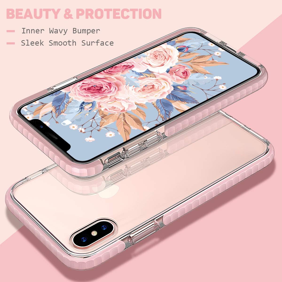 MATEPROX iPhone Xs Case Clear iPhone X Case Clear Thin Slim Anti-Yellow Anti-Scratches Cover Shockproof Bumper Case for iPhone Xs/X 5.8'' (Pink)