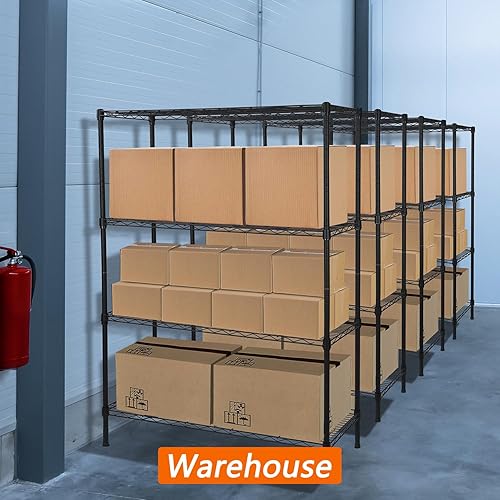 Miniatura 4 de REGILLER Estante de almacenamiento de metal de 4 alambres, estantes ajustables, estantes de almacenamiento de pie para lavandería, baño, cocina,