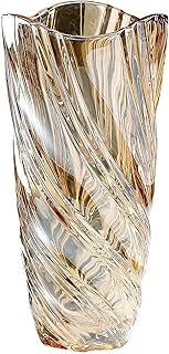 Glas Blume Vase, 24cm hohe Moderne Minimalistische Glasvase Mordische Kristall Dekorative Handgemachte Blumenarrangement für Home Office Dekor, Geschenk für Hochzeit Housewarming feiern (Bernstein-2)