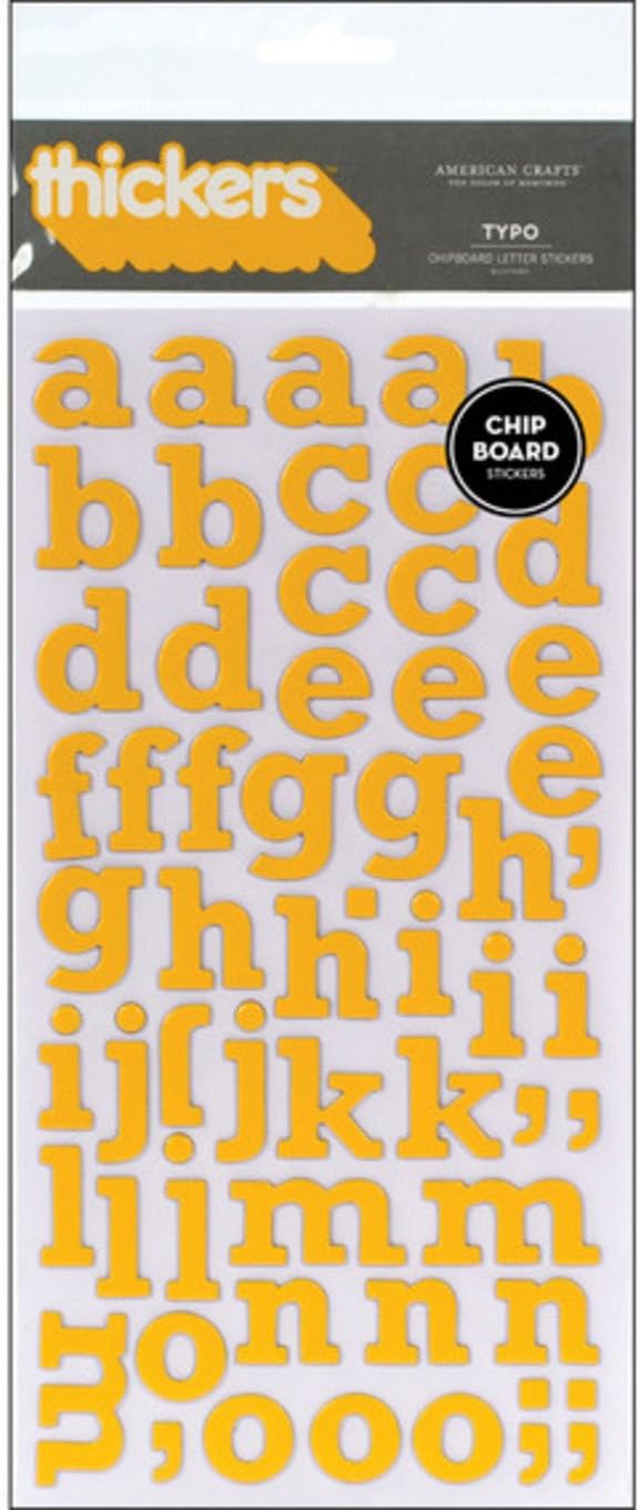 American Crafts Thickers Chipboard Letter Stickers, Typo