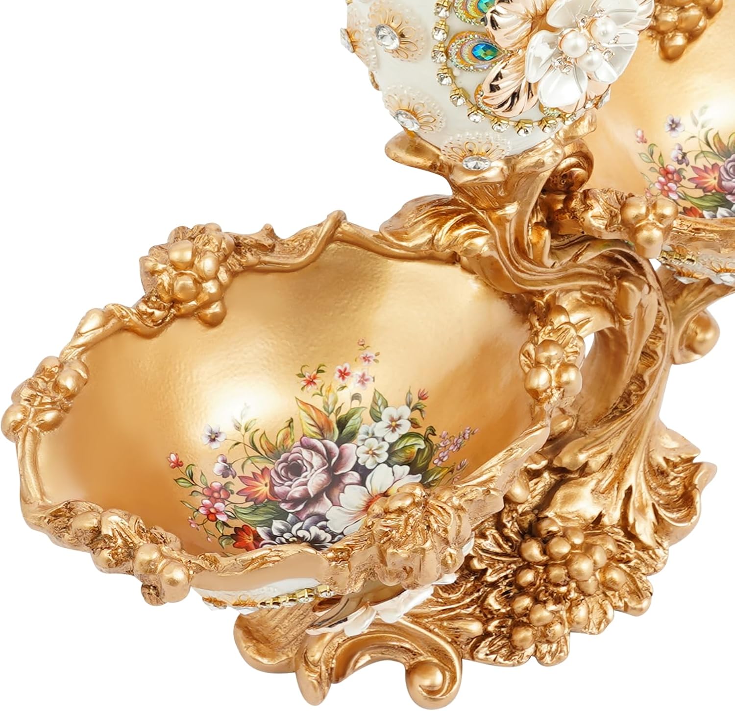 2 Tiered Fruit Bowl, Countertop Resin Fruit Bowl Plate with Stable Base, Decorative Fruit Bowls for Kitchen, Dining Room, Living Room