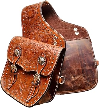 Leather Saddle Bag Western Horse Riding, Trail, and Barrel Racing Gear with Adjustable Straps & Spacious Storage Brown, 11"x11"x4"