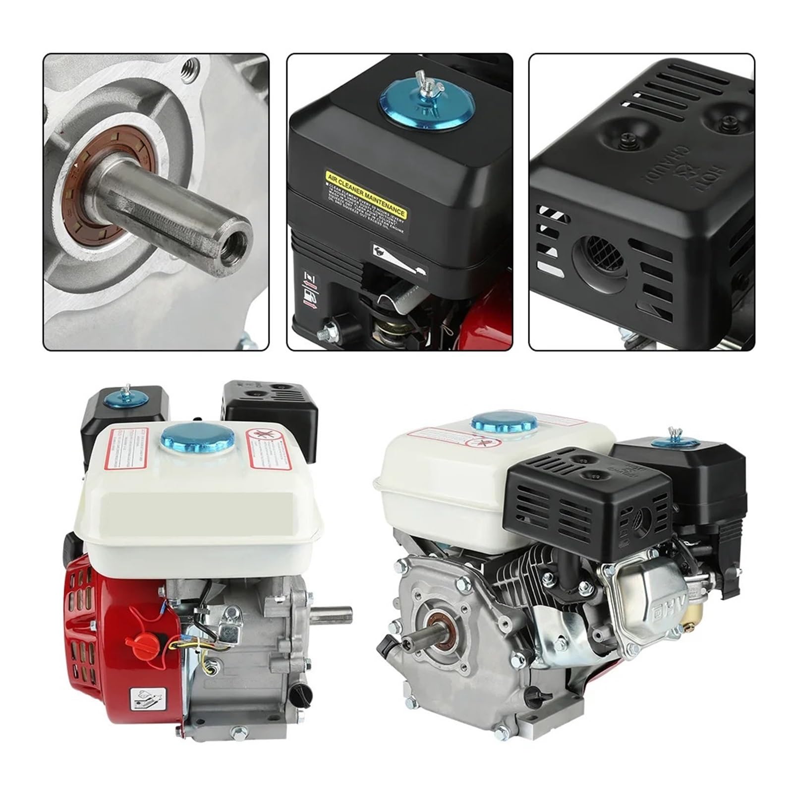 Moteur À Essence 4 Temps 6,5 CV, Démarrage Manuel, 168F OHV, Kit D'outils Électriques De Remplacement, Rouge Et Noir Puissance éLevéE