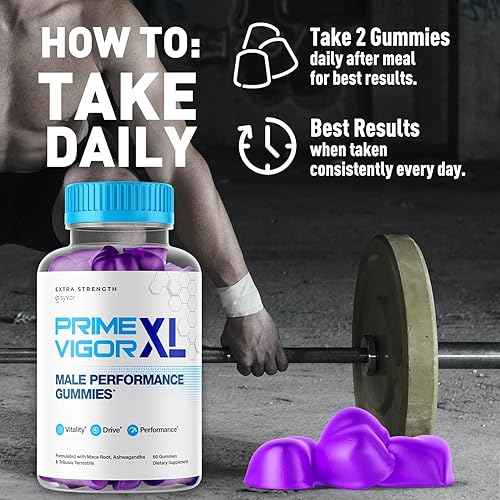 Miniatura 4 de Gomitas Prime Vigor XL, suplemento PrimeVigor XL de máxima fuerza de 1000 mg, fórmula avanzada natural Prime VigorXL, gomitas masticables con