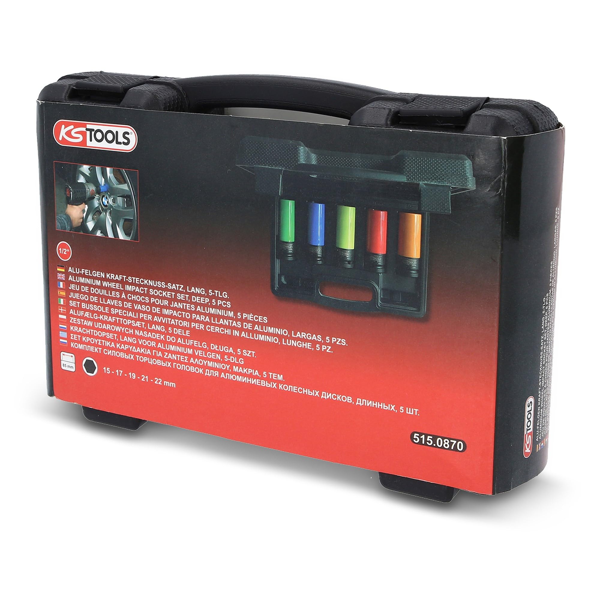 KS Tools 515.0870 1/2"Zestaw gniazd silowych do alu-felg 5-szt, 17-21mm