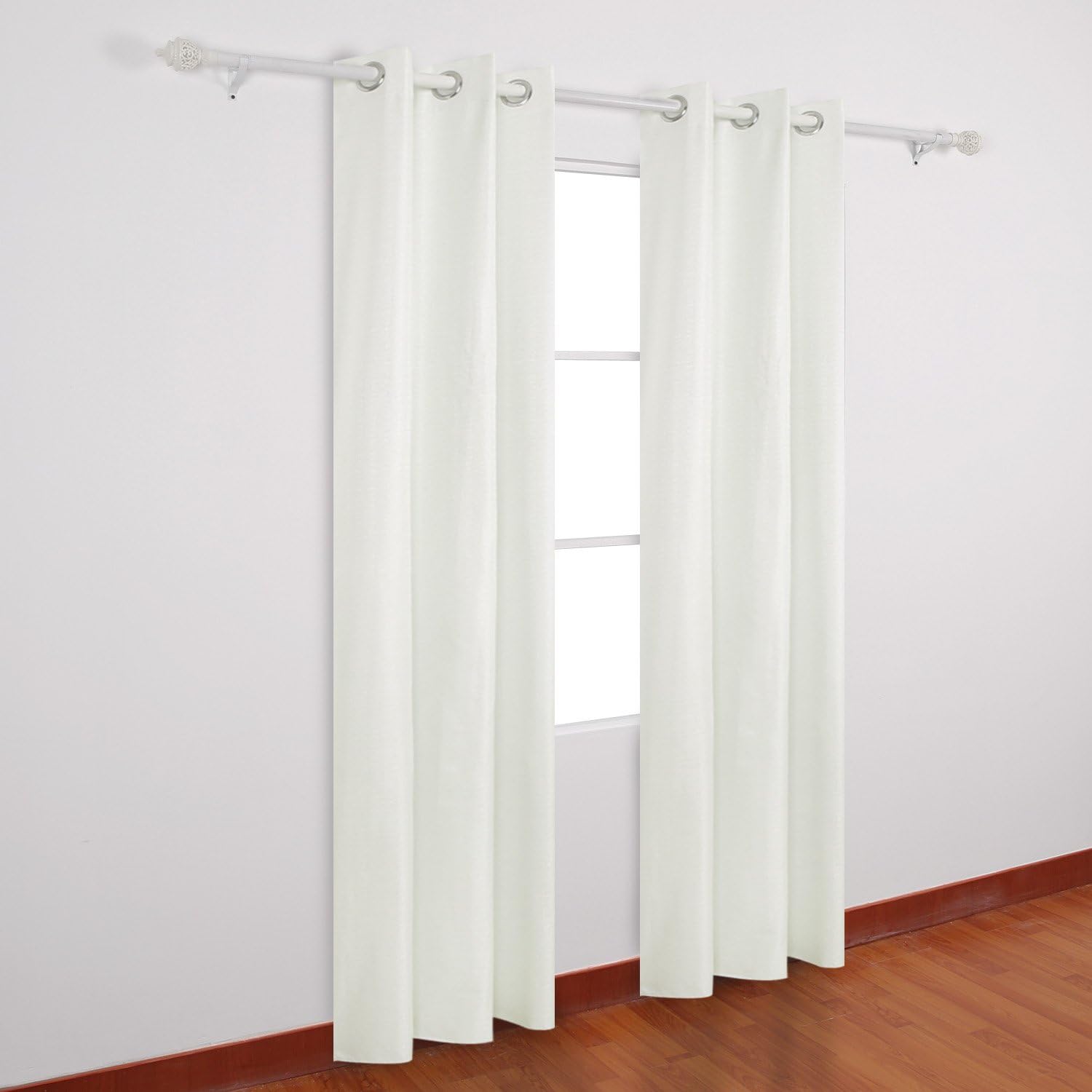 Deconovo Faux Linen Window Curtains Thermal Insulated Grommet Curtain Panels Blackout Curtains with Coating Back Layer for Nursery Room 38x95 Inch 1 White