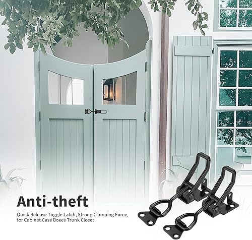 Miniatura 6 de E-TING Paquete de 4 abrazaderas de palanca de 397 libras con capacidad de sujeción 4002 abrazaderas de cierre de tracción negras ajustables de