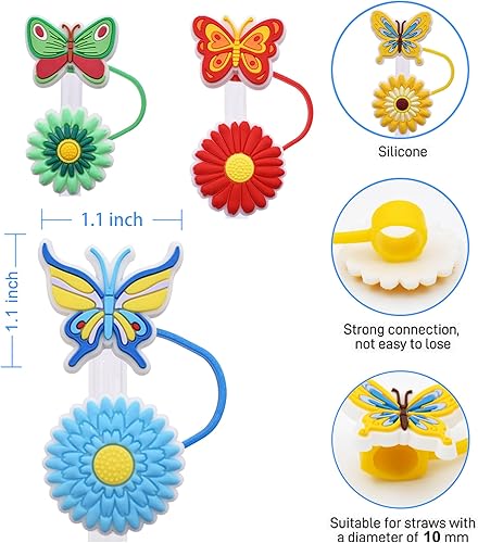 Miniatura 10 de Tapa de popote para copa Stanley, compatible con vaso de 30 y 40 onzas con asa, tapas de puntas de popote reutilizables a prueba de polvo de 0.394