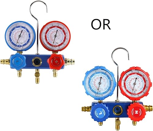 Miniatura 7 de YaeTek 4CFM 1/3HP Rotary Vane Bomba de vacío de aire HVAC A/C Kit de refrigeración AC Manifold Gauge Set w/Detector de fugas R410a R134a R12 R22 R404