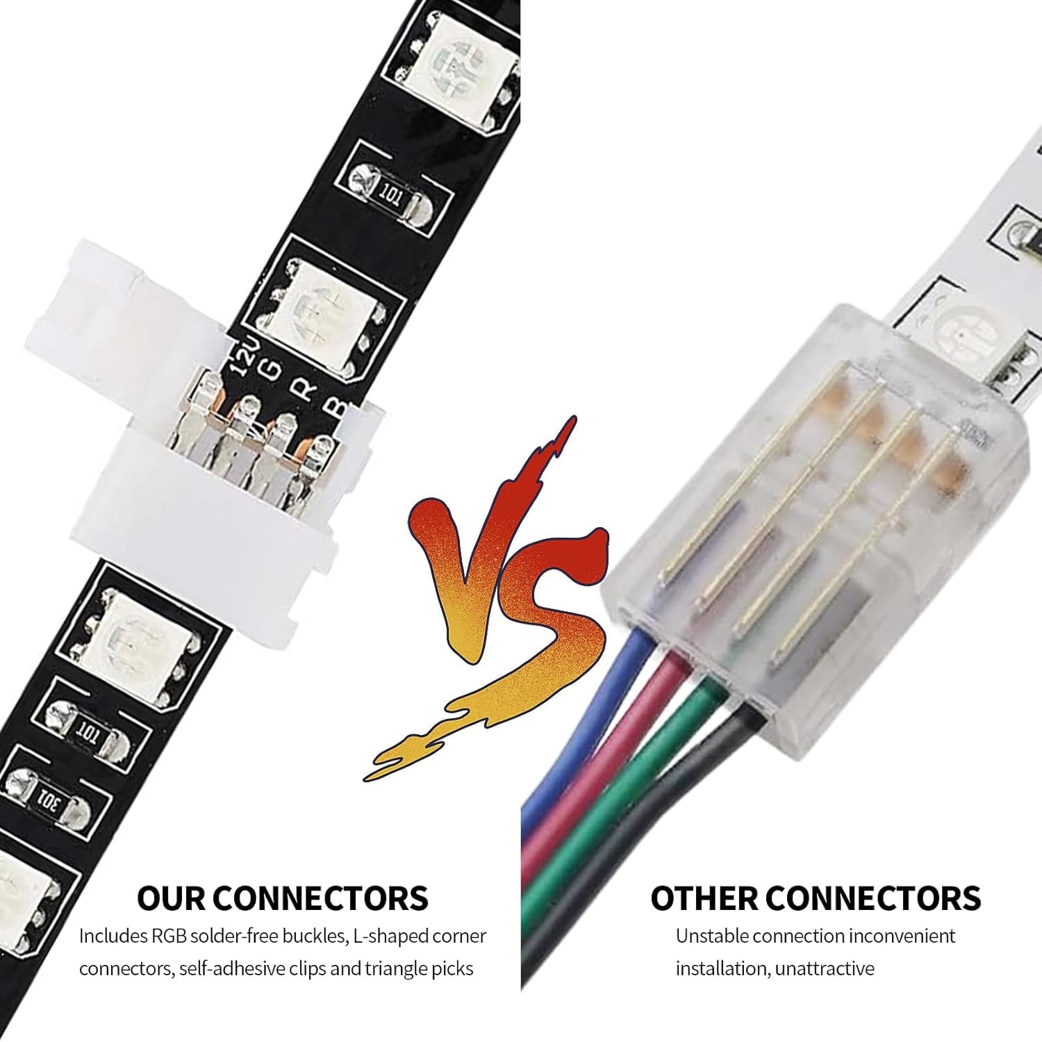 LED Strip Connector, 4 Pin, Solderless LED Light Connection, L Shape LED Lights Extension, T Shape - Image 4