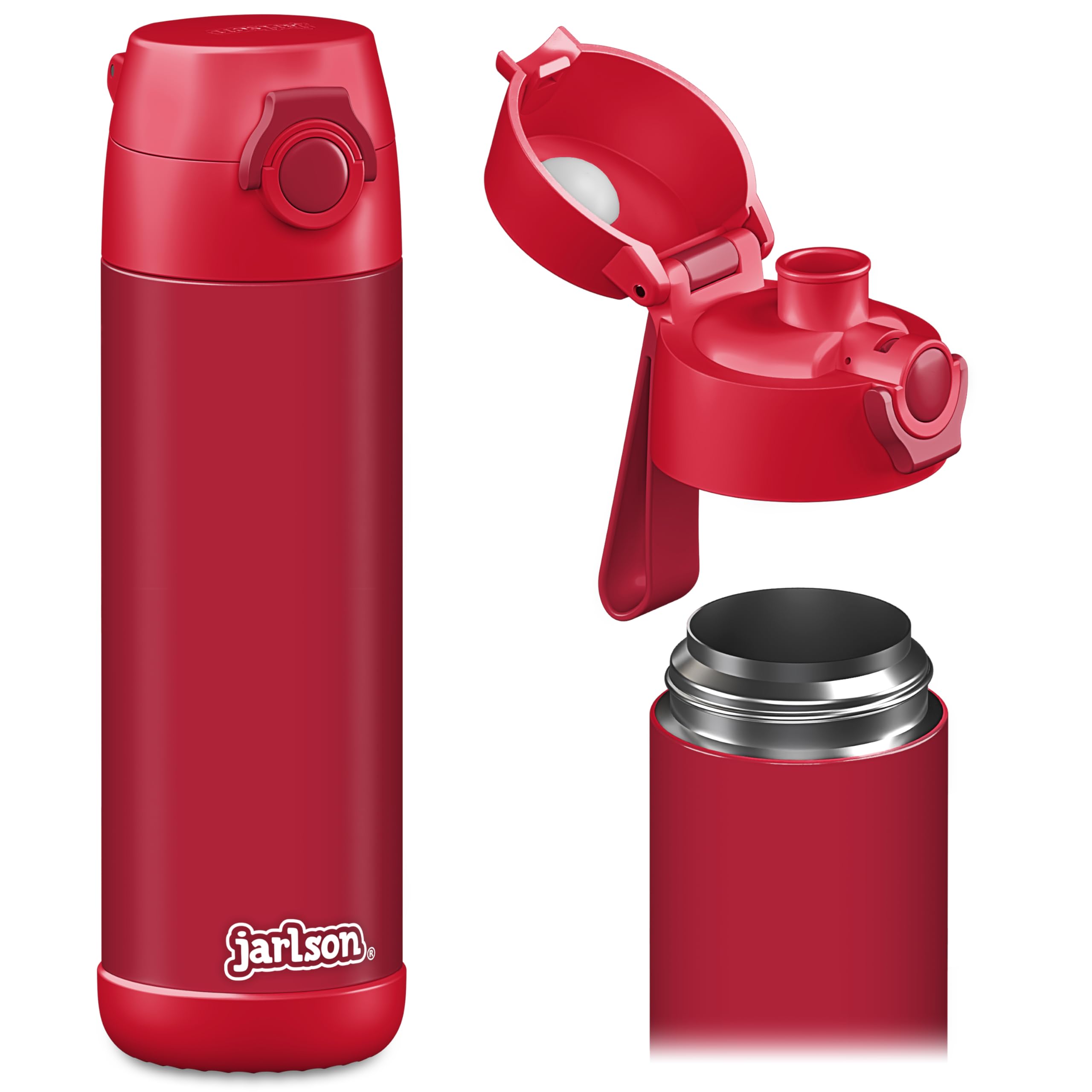 Jarlson® Borraccia Bambini Acciaio Inox MALI, Bottiglia Termica, Senza BPA, Bottiglia Acqua, Termos, Thermos - 500ml - Rosso