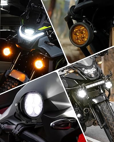 Miniatura 8 de CO LIGHT Luces antiniebla para motocicleta de 3.5 pulgadas con haz ámbar DRL Hi-Lo, 9 modos de flash, luces auxiliares para motocicleta, IP68 con