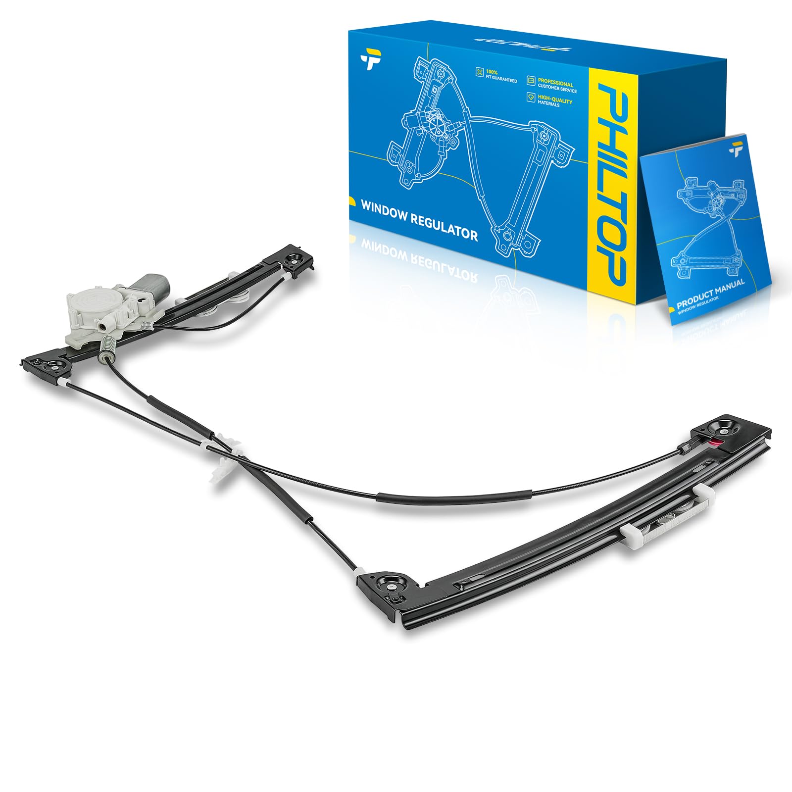 PHILTOP Front Left Driver Side Power Window Regulator and Motor Assembly Compatible with 2002-2005 Mini Cooper Replaces 748-601,2 Pins
