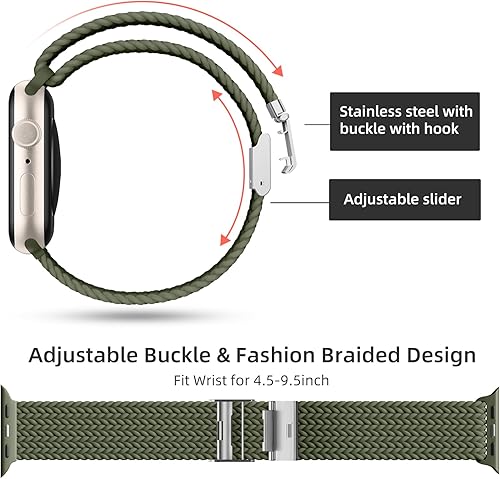 Miniatura 4 de Lerobo Paquete de 2 correas elásticas Solo Loop compatibles con Apple Watch de 1.496 pulgadas, 1.575 pulgadas, 1.614 pulgadas, 1.654 pulgadas, 1.732