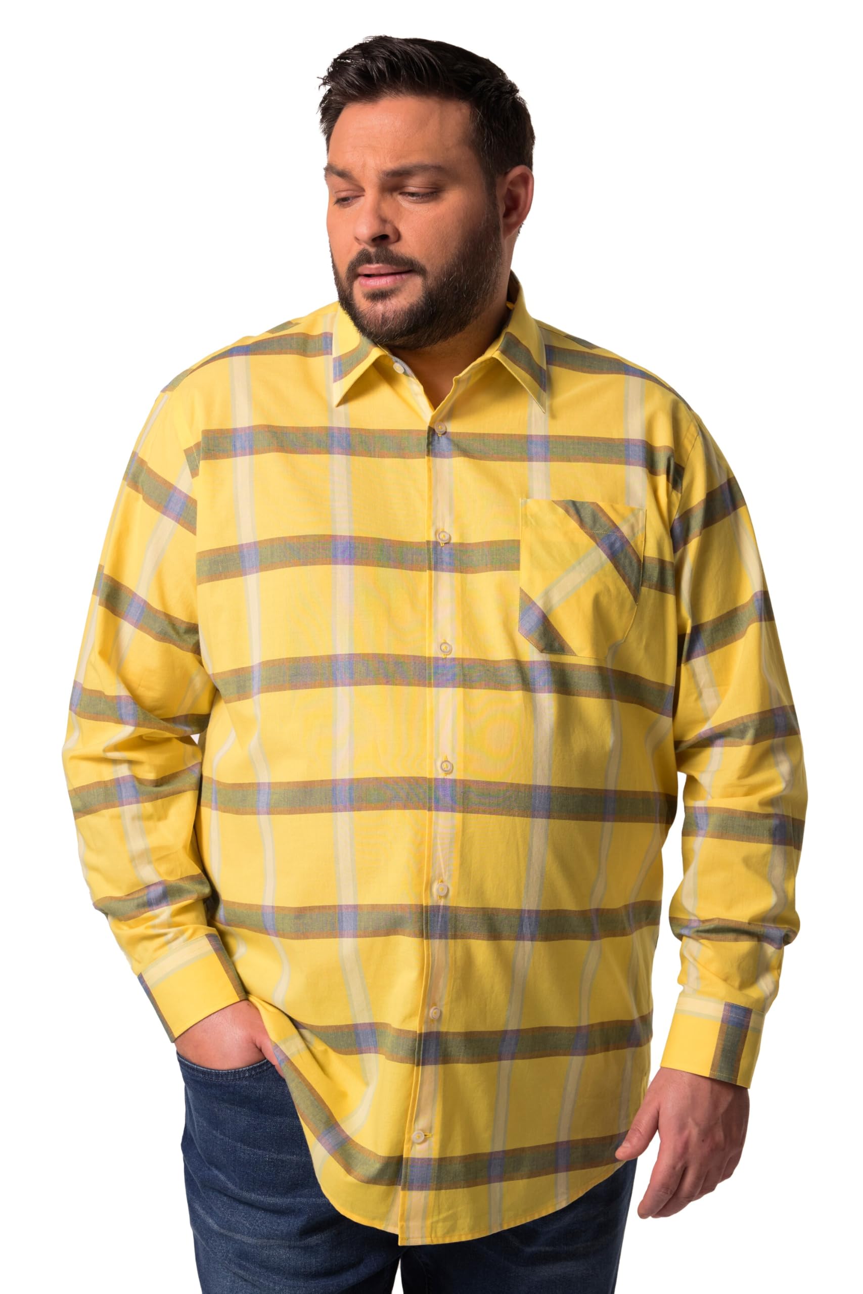 Men Plus Herren große Größen Übergrößen Menswear L-8XL Karohemd, Langarm, Kentkragen, Comfort Fit 836650