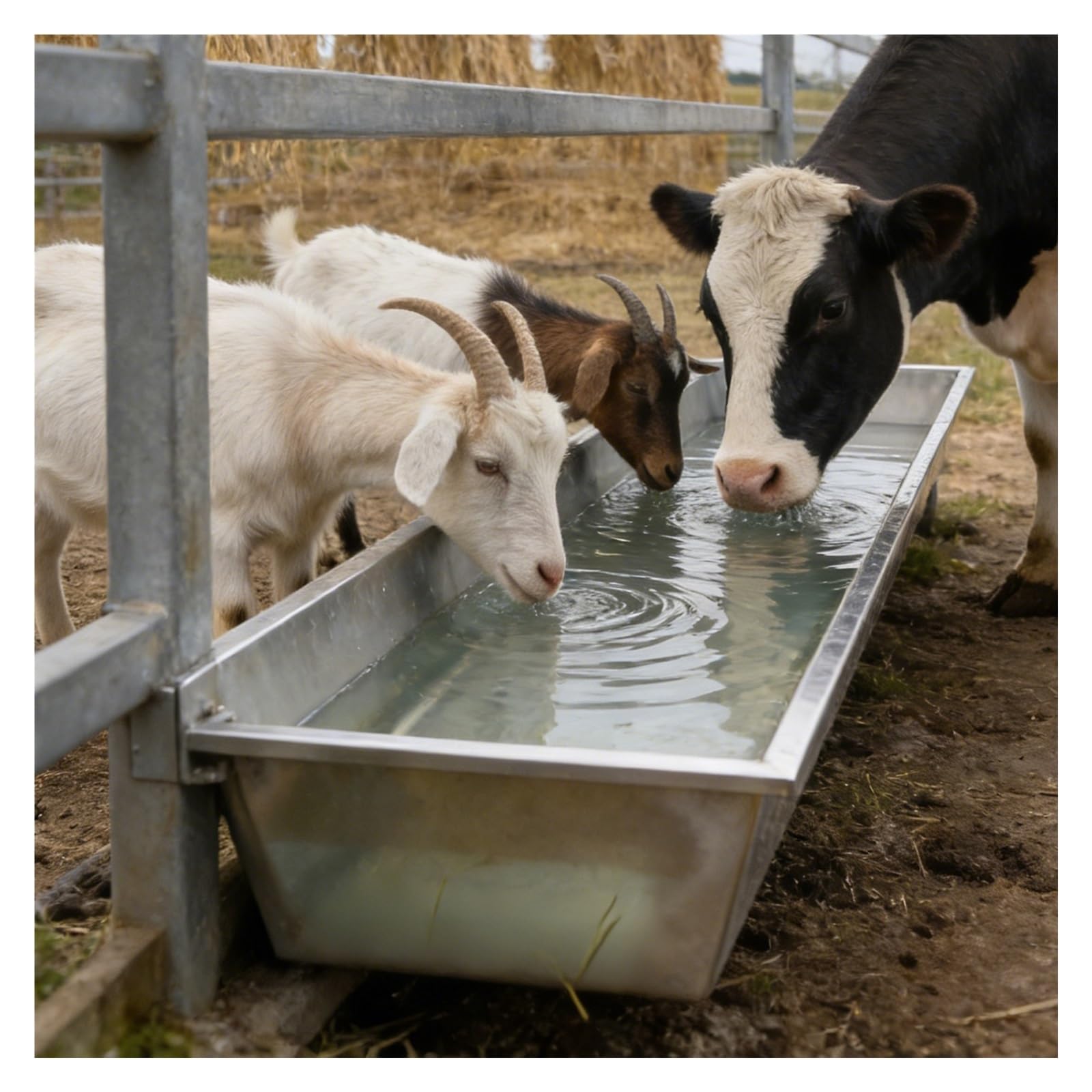 Comedero de heno independiente para cabras, bandeja de alimentación de acero inoxidable resistente para cerdos/granjas/pastos, esenciales para ganado