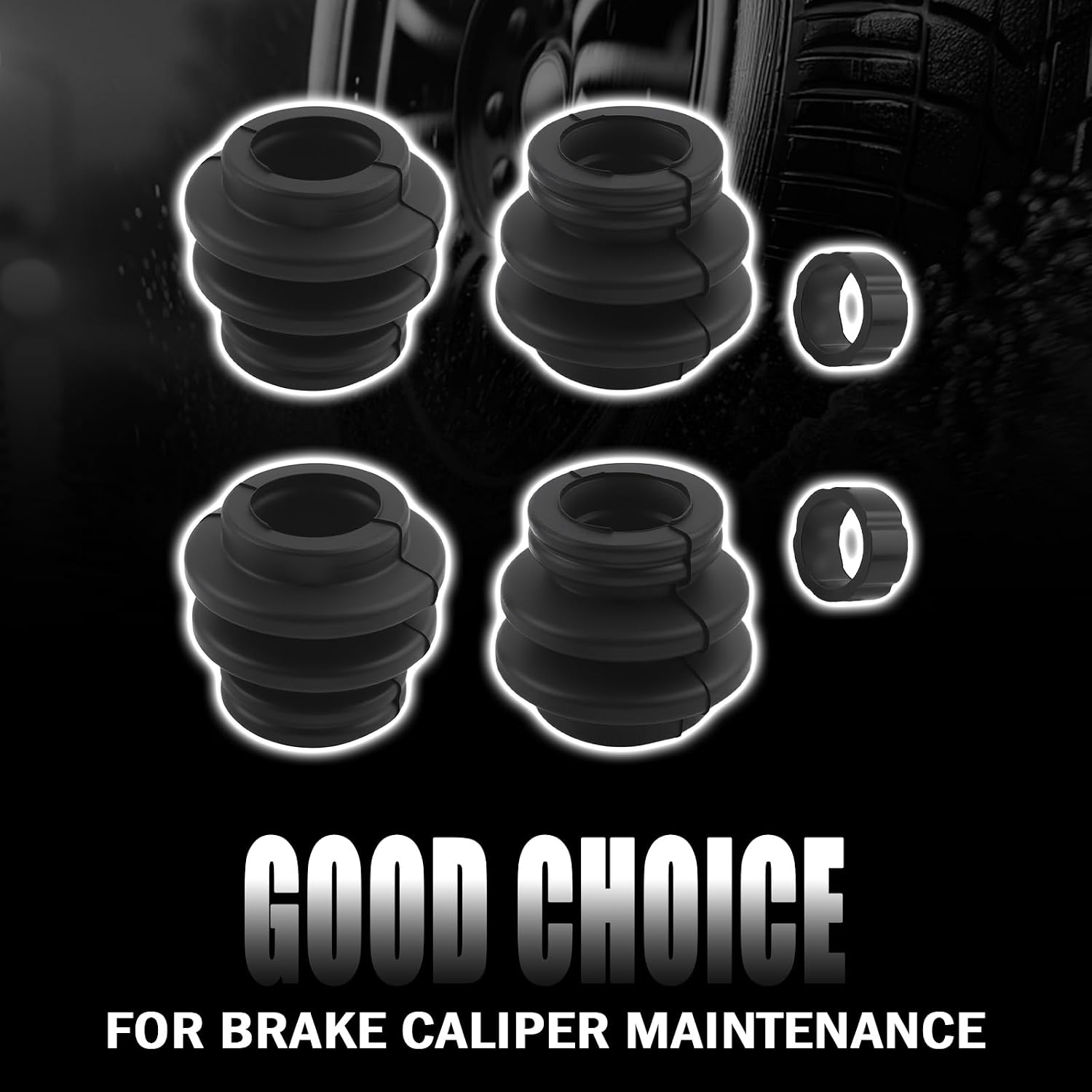 4PCS Car Disc Brake Caliper Pin Bushing Kit,Dustproof Brake Calipers Slide Pins Bushing Compatible with Jeep Cadillac Mazda,Rubber Car Caliper Pin Boot Vehicle Accessories with O-ring