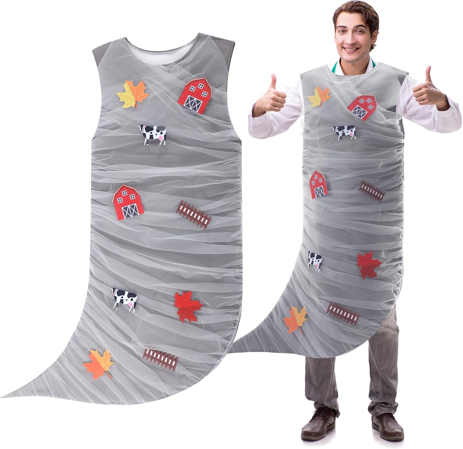 Halloween Tornado Costume Adult, Swirling Tornado Vortex Style Costume, Halloween Storm Cosplay Cloth for Enjoys Thunder Weather, One Size Only Fits Most