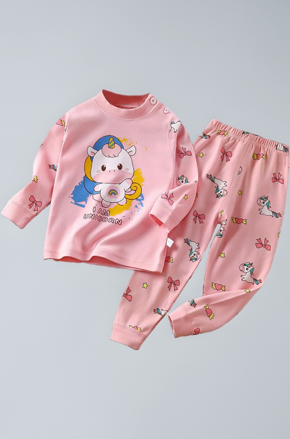 Bold N Elegant Cotton Full Sleeve Cute Cartoon Print T-Shirt & Pajama Pj Jogger Clothing Set for Infant Toddler Baby Boy Girl Kids