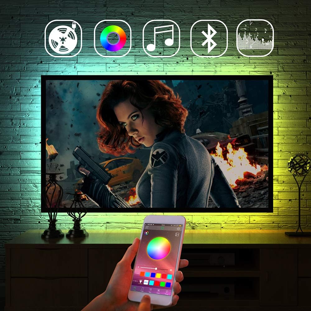 LED Strip Lights, LitSoul RGB Accent Lighting Sync to Music, App Control, 8.2ft RGB Bias Light for TV, Bed Room Decor, USB Powered, for Android/iOS