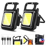 MAKDAK COB Rechargeable Keychain Flashlight 2Pack, High Lumen Super Bright LED Work Light with Magnet,Clip,Bottle Opener for Dog Walking,Car Repair, Emergency,Camping,EDC
