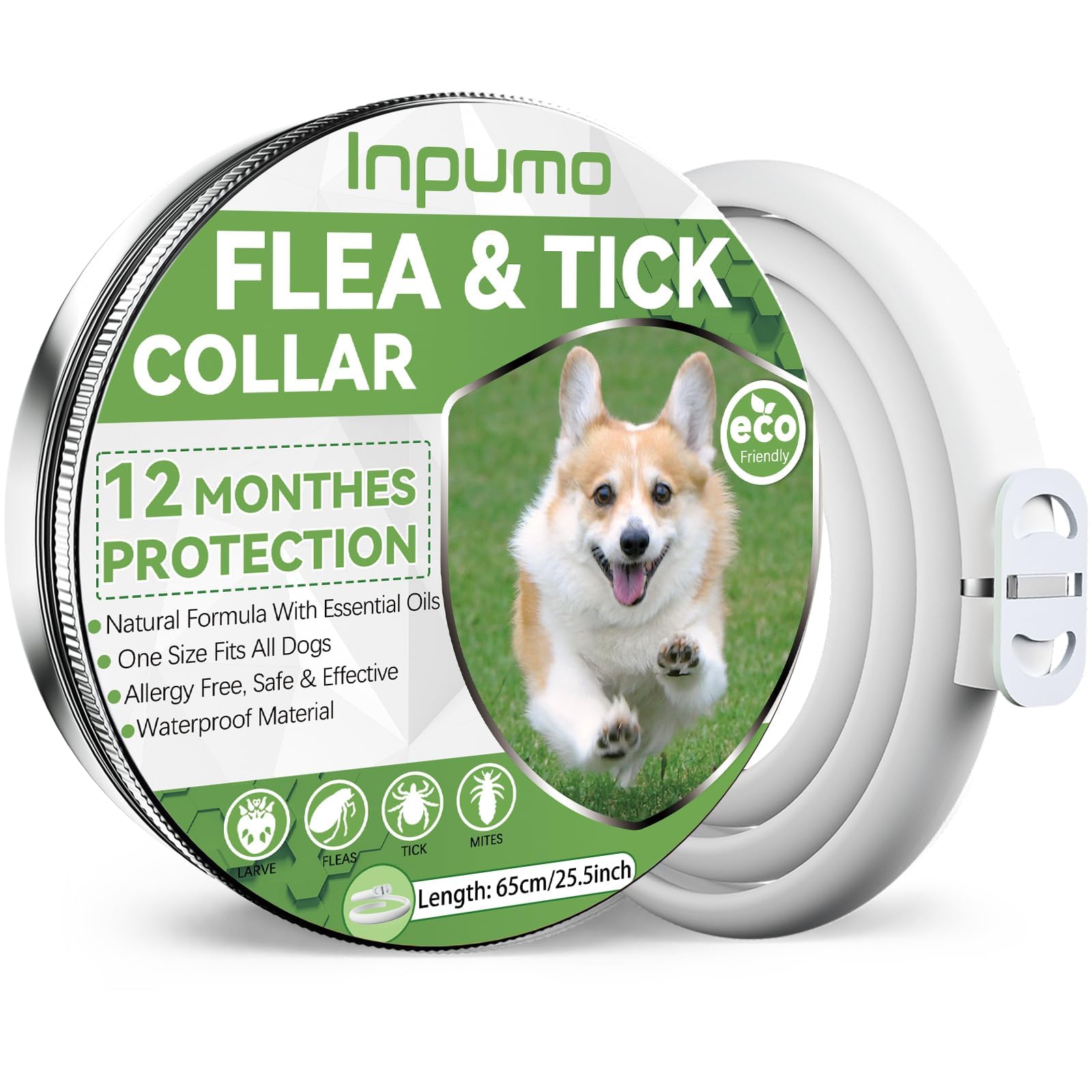 Collar Antiparasitario Perros, Seguro y Eficaz Antipulgas Hecho de Aceites Esenciales 100%, de 12 Meses de Natural Collares Adesparasitante Perros Impermeables Ajustables 1pcs