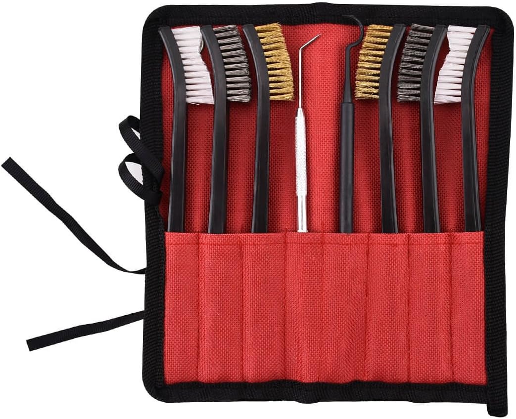 Gun Cleaning Brush Set - 6 Pieces Double-Ended Brushes & 2 Pieces Pick Kit for Pistol/Shotgun/Rifle by Xage
