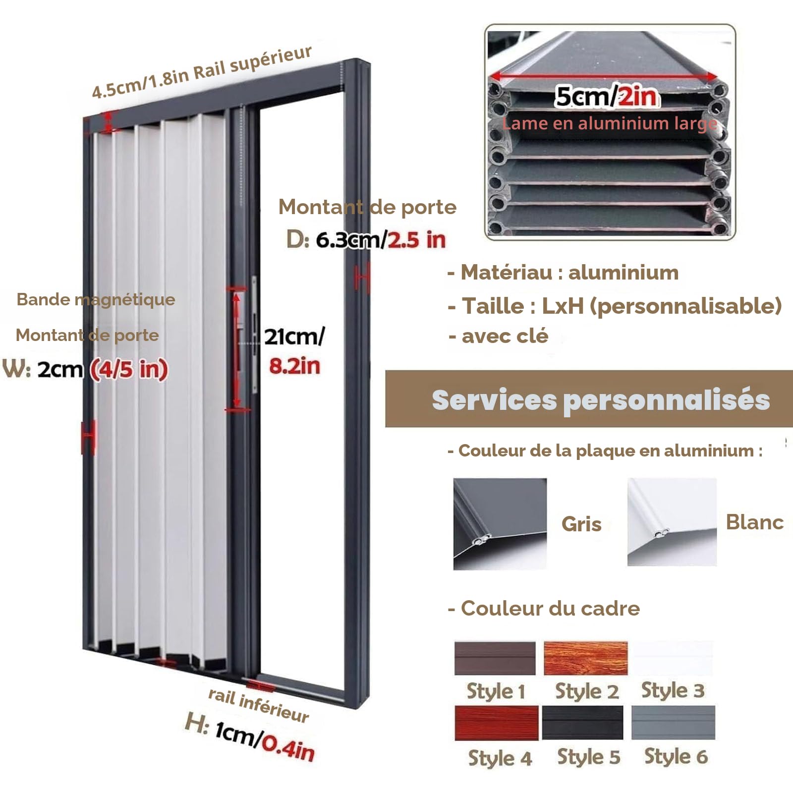 Porte accordéon pliante verrouillable avec serrure et clé, panneaux coulissants de placard, séparateur de pièce pour chambre à coucher et salon