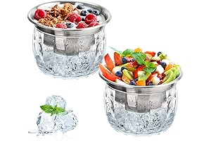 ZENFUN 2 Pack 20 Oz Dip Chiller Bowl with Acrylic Ice Bowl Base