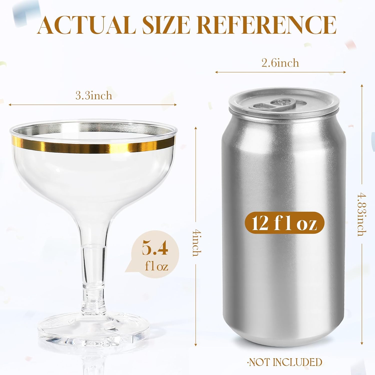 Champagne Tower Glasses, 50 Pack 5.4 fl oz Plastic Coupe Glasses for Parties with Gold Rimmed, Disposable Clear Acrylic Martini Cocktail Cups, Unbreakable Reusable Unique Champagne Glasses - Image 2