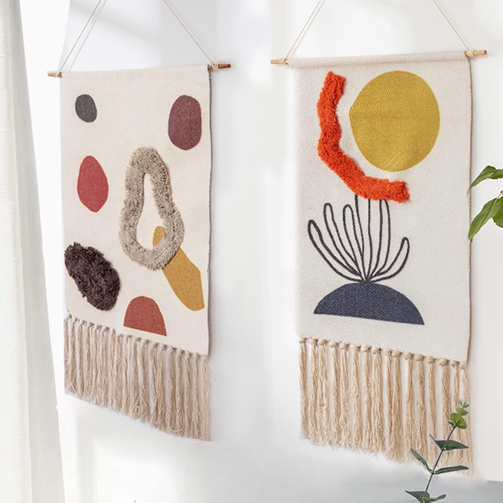 WABMJGW Arazzo da parete in macramè azteco a macramè, arazzo trapuntato bohé, fatto a mano, con nappe e macramè, in cotone, decorazione da parete, per camera da letto, decorazione, A-50 x 70 cm