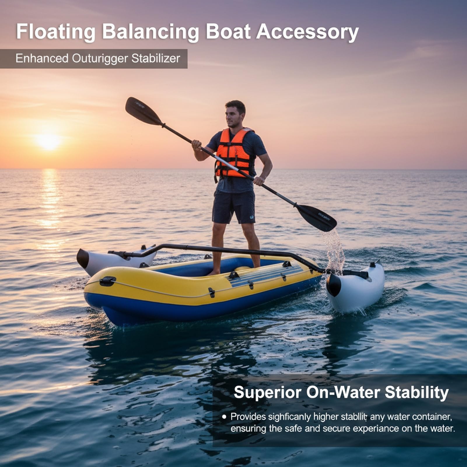 Accessoires de canoë en PVC - Kit stabilisateur gonflable pour kayak et rameur - Pour une utilisation facile