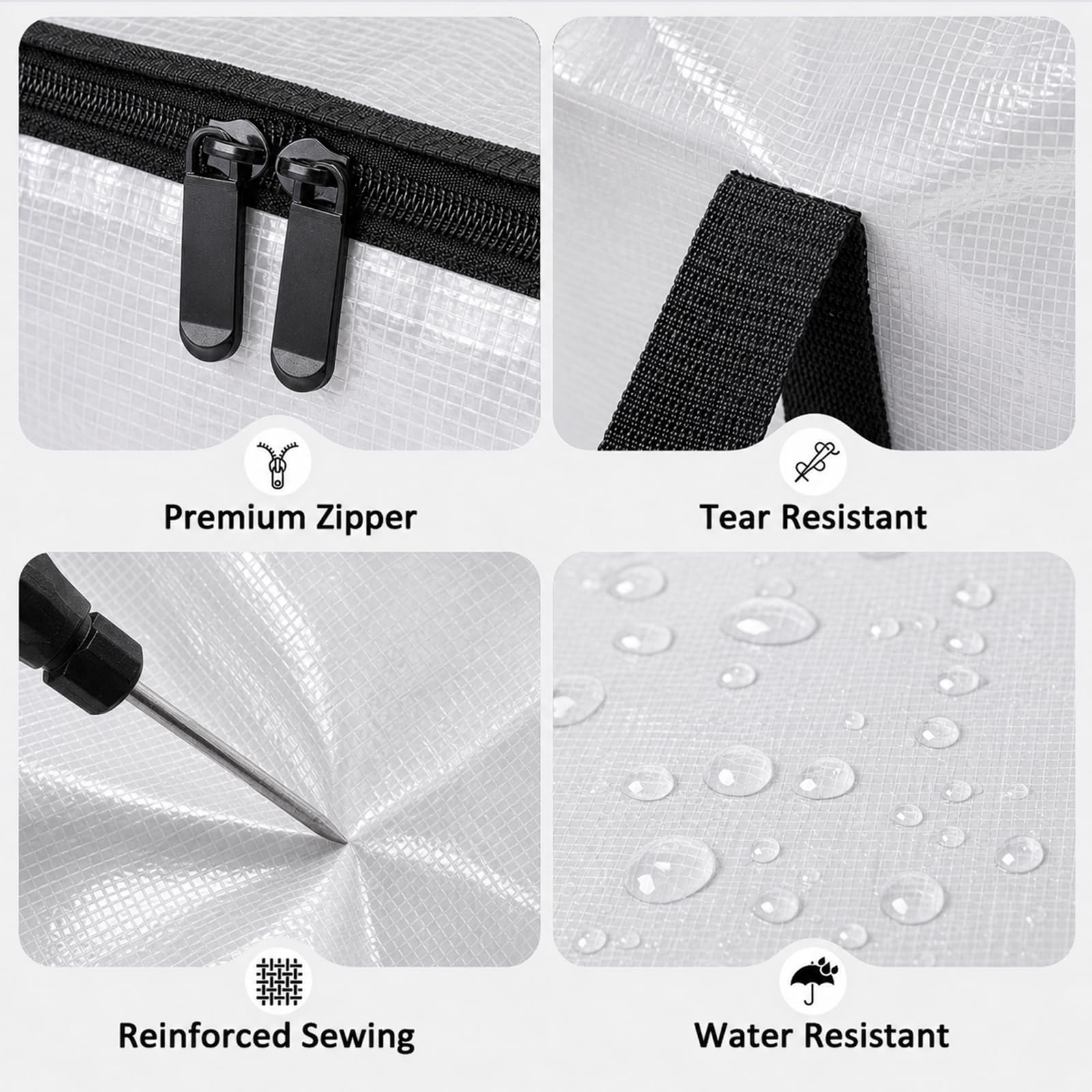 Songrey Extra Large Heavy Duty Moving Bags, 12 Pack, Clear view 3
