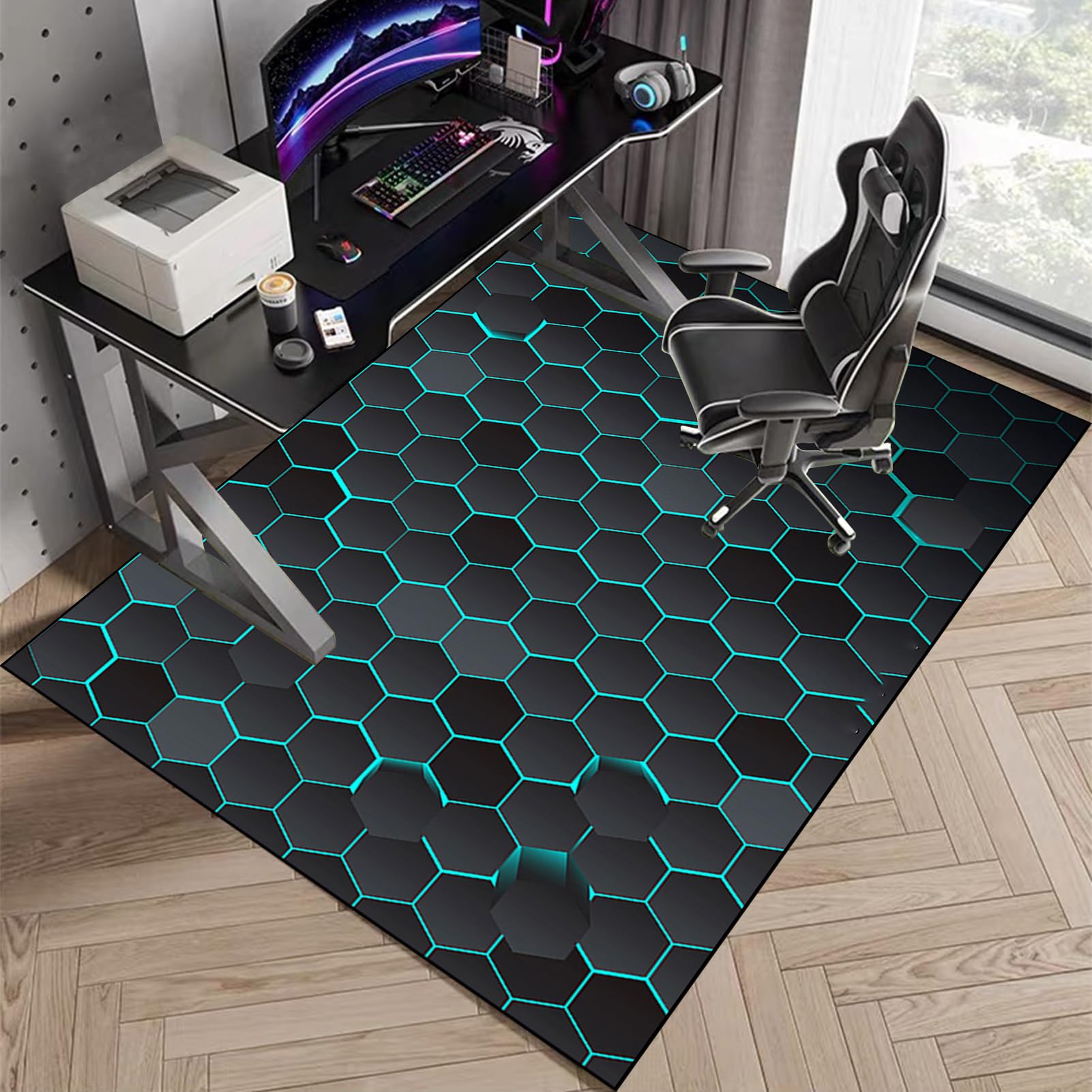 Bodenschutzmatte Gaming Teppich Stuhlunterlage Teppich-Stuhlmatte Schutzmatte für Teppichböden Kratzfest Bodenmatte Stuhlunterlage 80 x 100 cm schreibtischstuhl unterlage für Laminat