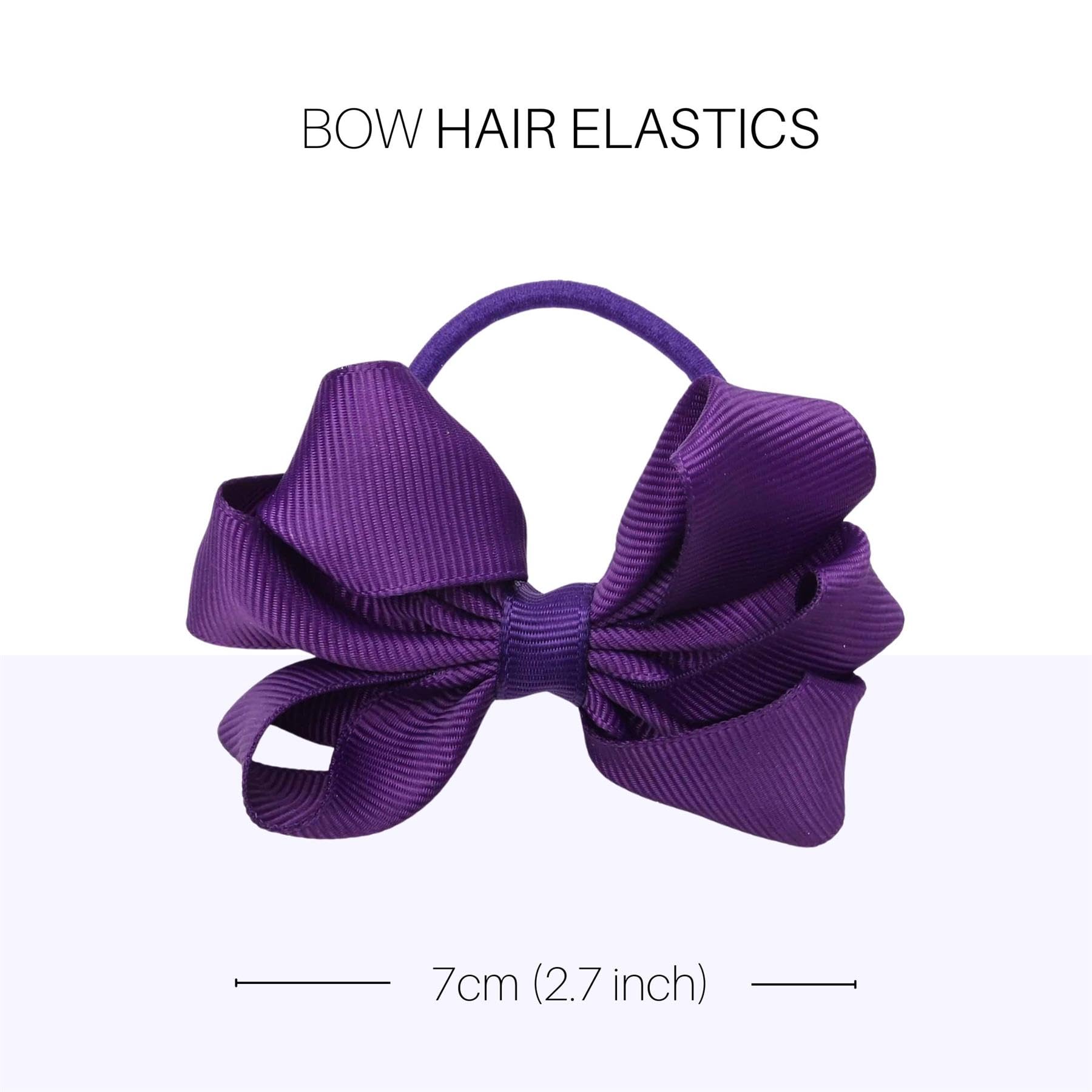 Basic Sense School Bow Hair Clips and Elastic Plain & Gingham Set - Accessories for Girls Purple, 3 count (Pack of 1) - Image 3