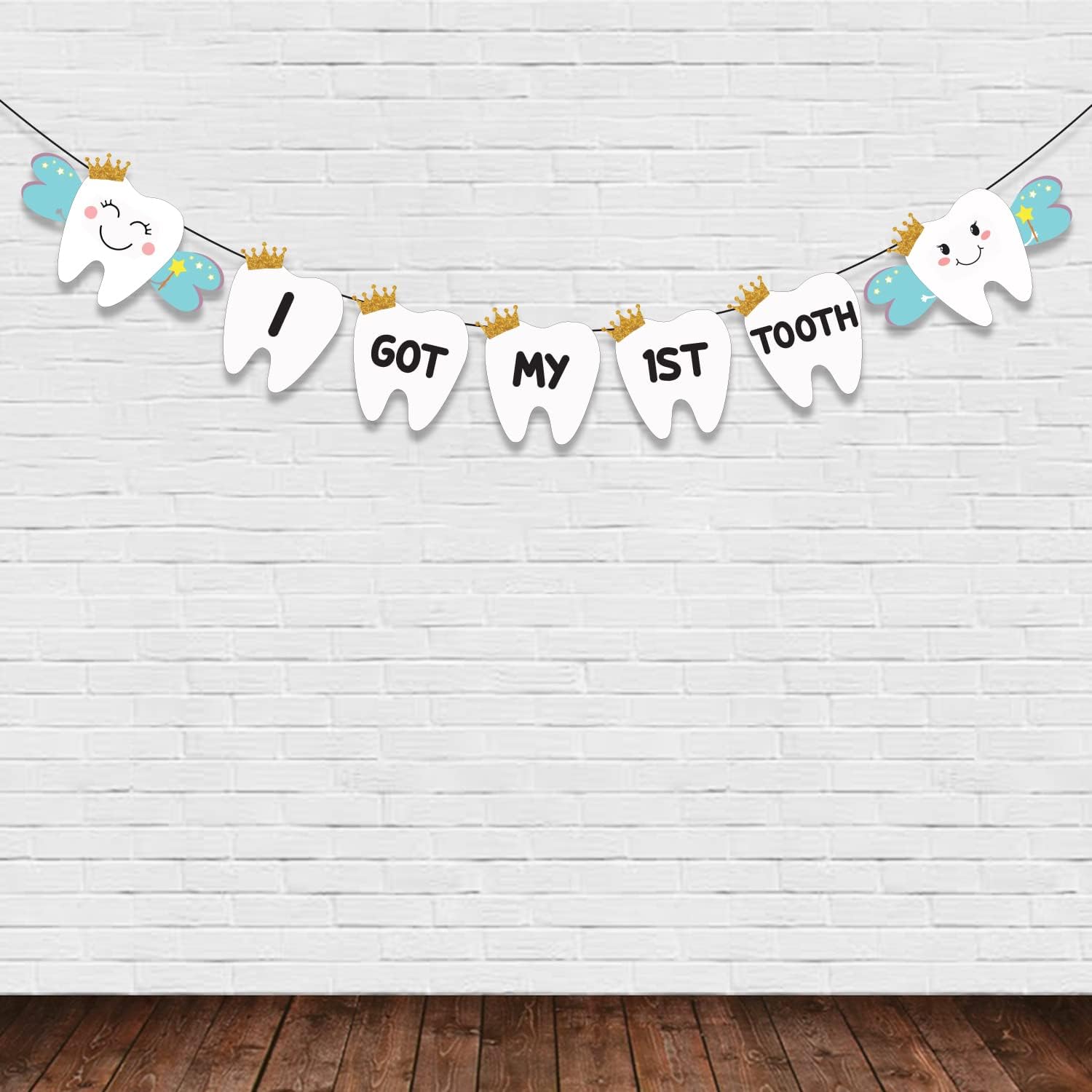 Party Around I Got My First tooth Banner for Babies Weaning Ceremony Or First Food Feeding Ceremony Party Decoration. Multicolor