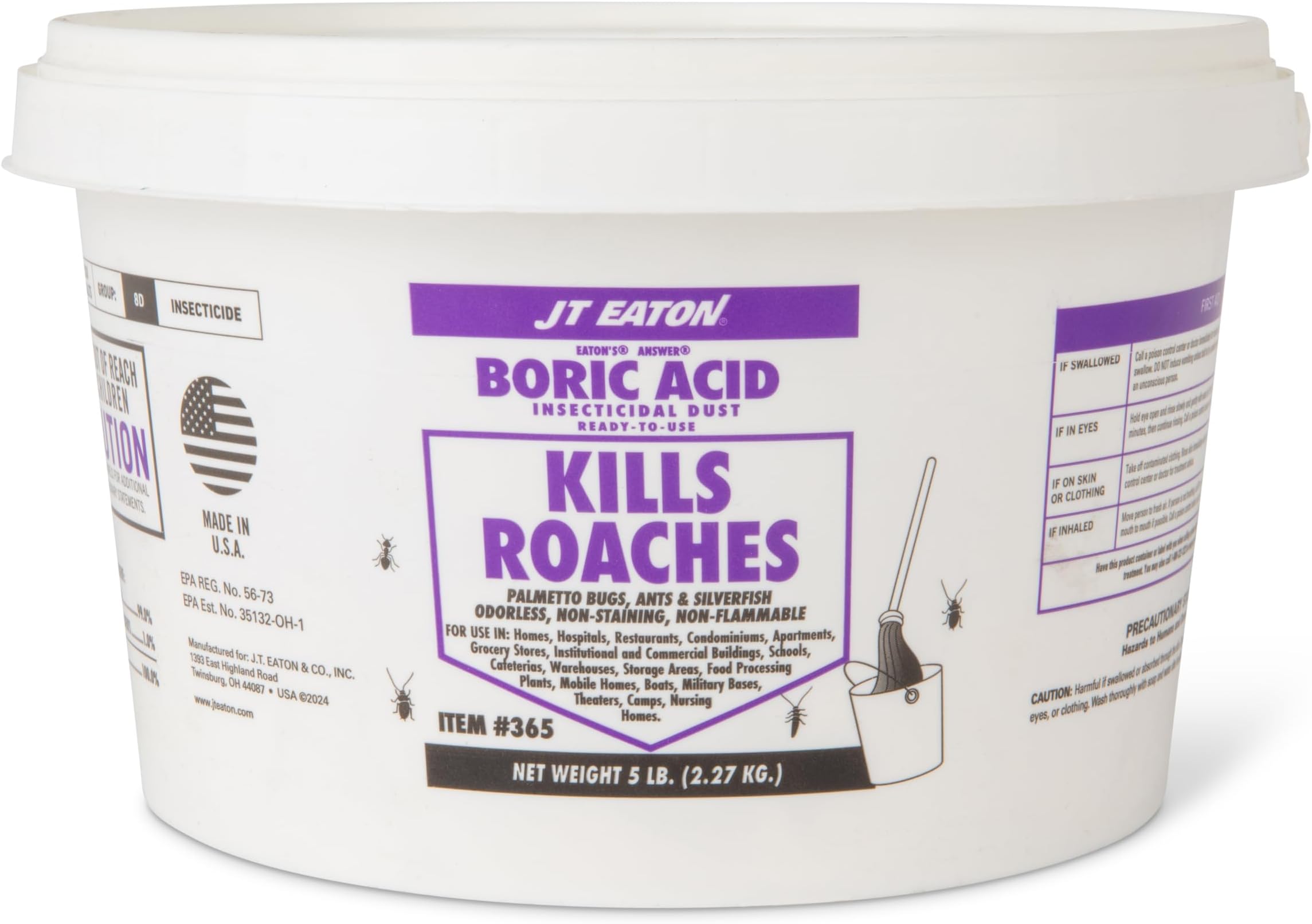 Answer Boric Acid Insecticidal Dust โ 5 lbs Bulk Pest Control Dust for Crawling Insects, Long-Lasting Residual and Easy Application