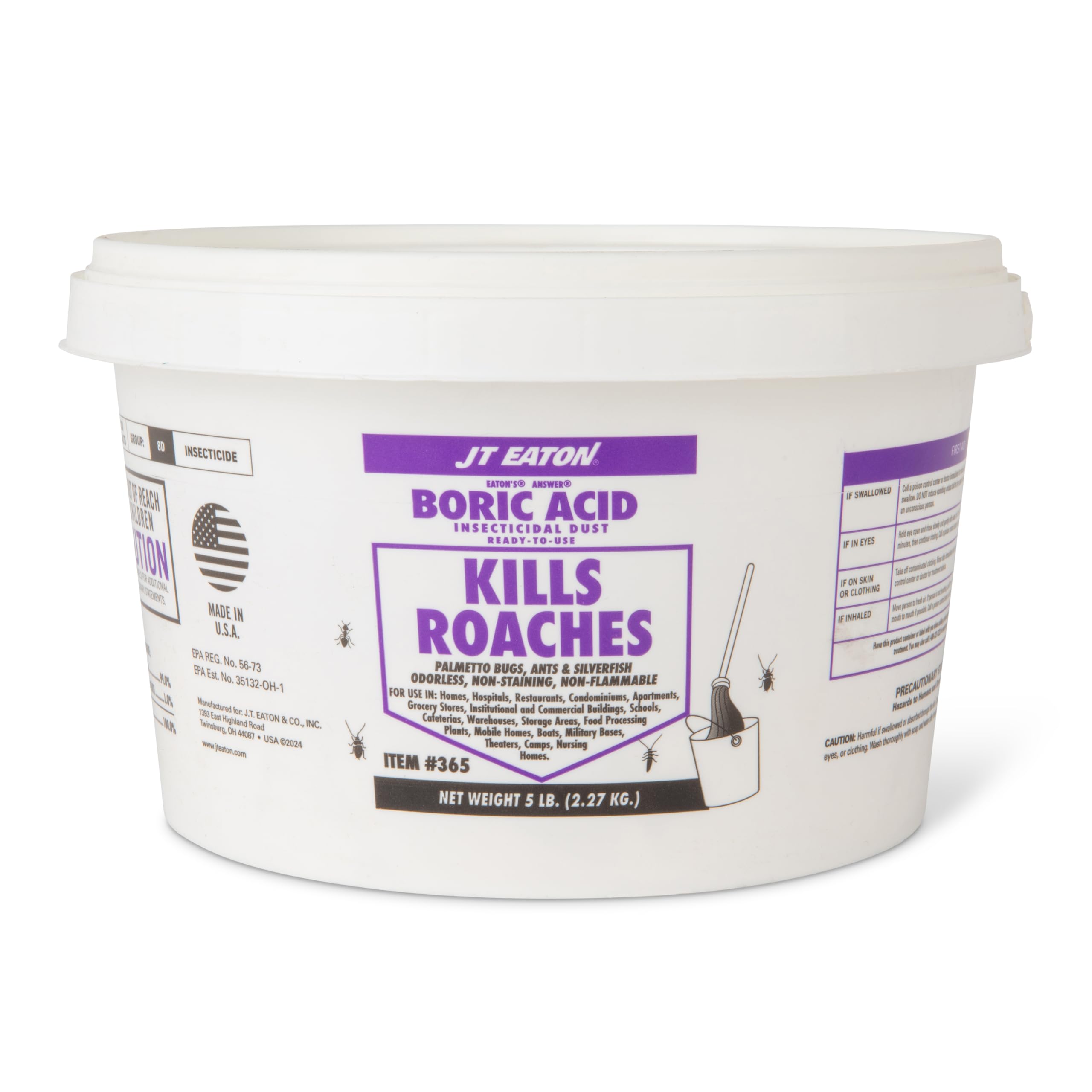 Answer Boric Acid Insecticidal Dust – 5 lbs Bulk Pest Control Dust for Crawling Insects, Long-Lasting Residual and Easy Application