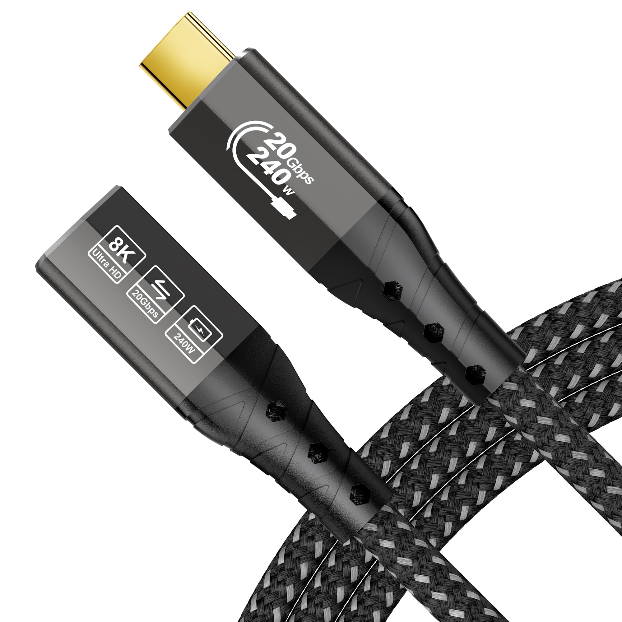 ZIKNYDO Prolunga USB C 3 metri,(USB C 3.2 Gen 2x2, PD3.1 240W 48V/5A, Video 8K@30Hz, 4K@60Hz/ 144Hz) Prolunga Cavo USB C per Thunderbolt 4, iPhone 16, hub, MacBook, caricabatterie MagSafe, Switch