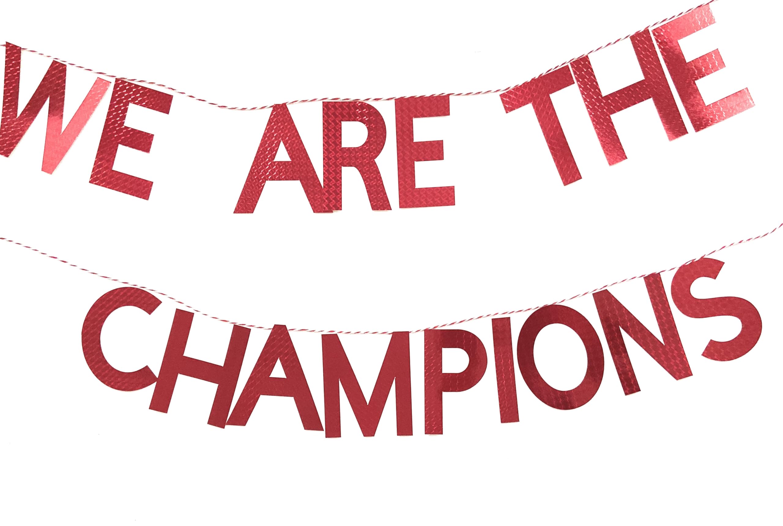 We are the champions red card bunting, Championship football garland wall hanging sign decorations, colourful letter bunting for walls, windows, pubs