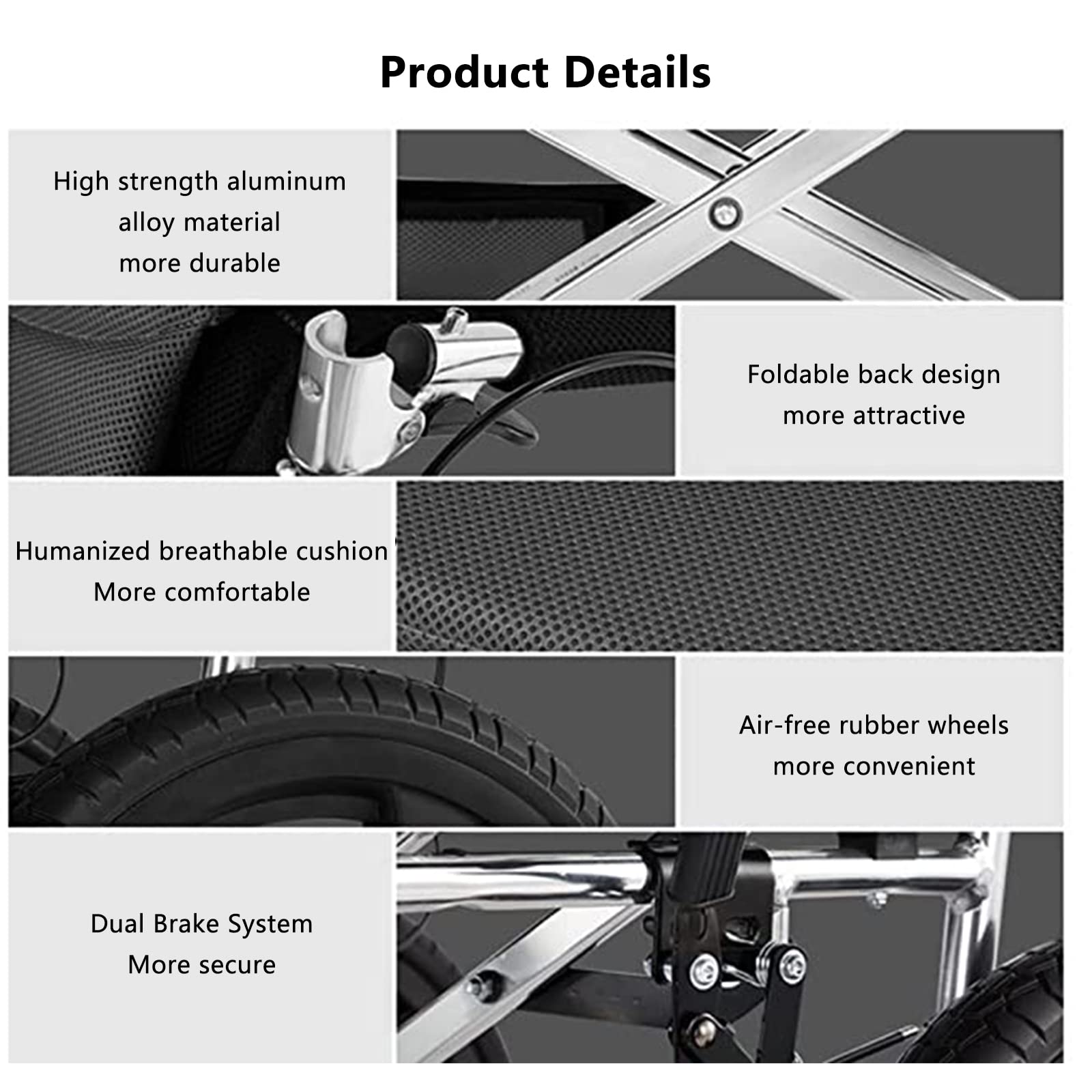 Silla de Ruedas móvil Plegable, Silla de Ruedas de Transporte, Silla de Ruedas de Aluminio, Ligera, portátil y Plegable con aleación de magnesio, reposabrazos completos,Black