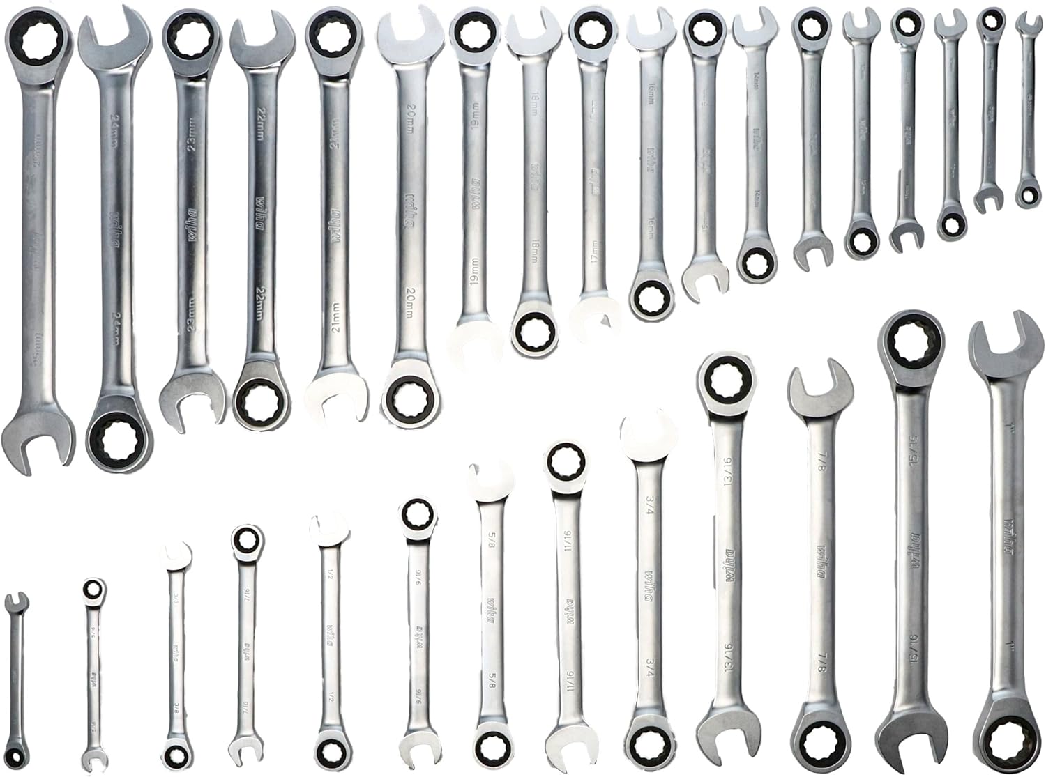 Wiha 30392 31-Piece Ratcheting Wrench Set – SAE & Metric, 12-Point Box and Open Ends, Full Drawer Tray