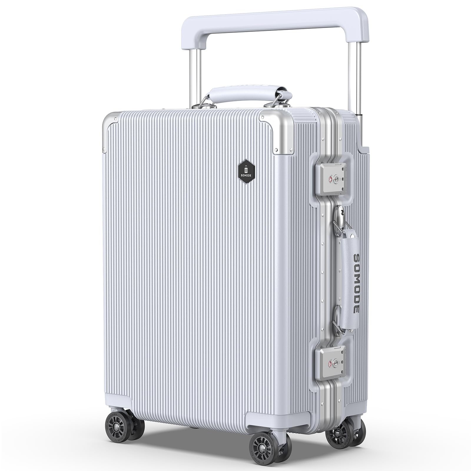 TEENOVA Fashion Carry on Luggage with A Wide Handle Keeps the Suitcase Steady & TSA Lock Protects Your Luggage, and Make You the Center of Attention in the Crowd. (02-sliver)