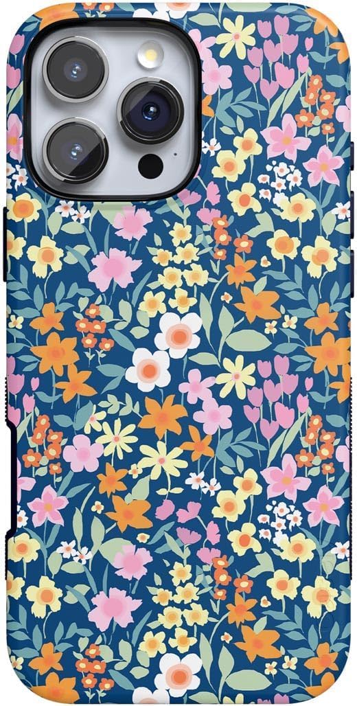 Casely iPhone 16 Pro Max Case | Full Bloom | Navy Floral | Bold Protective Design | Compatible with MagSafe