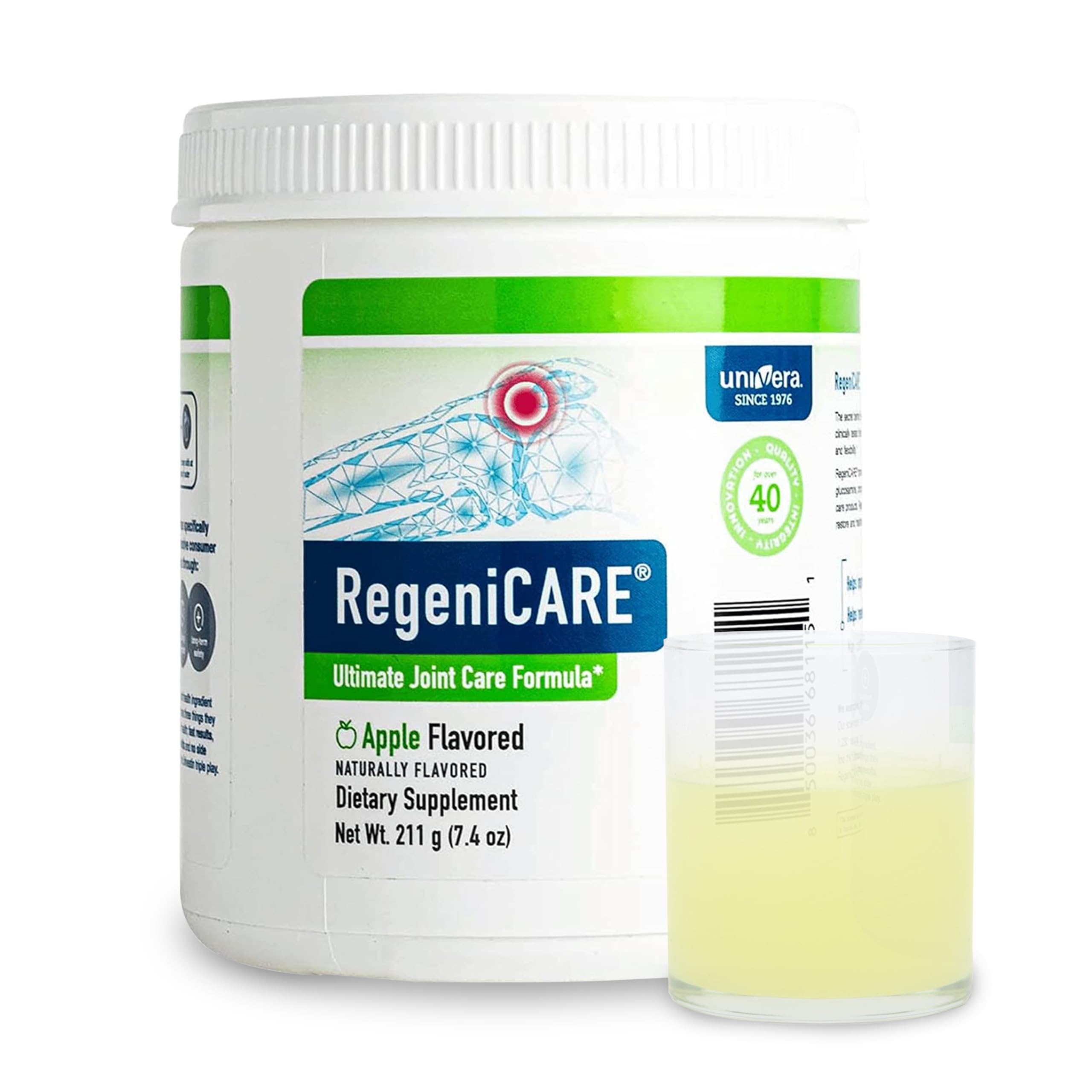 UniveraRegeniCARE Green Apple, Glucosamine, Chondroitin, MSM, Univestin, Joint Health, Joint Support, Mobility + Flexibility, Green Apple Flavor, Powder, 30-Day Supply