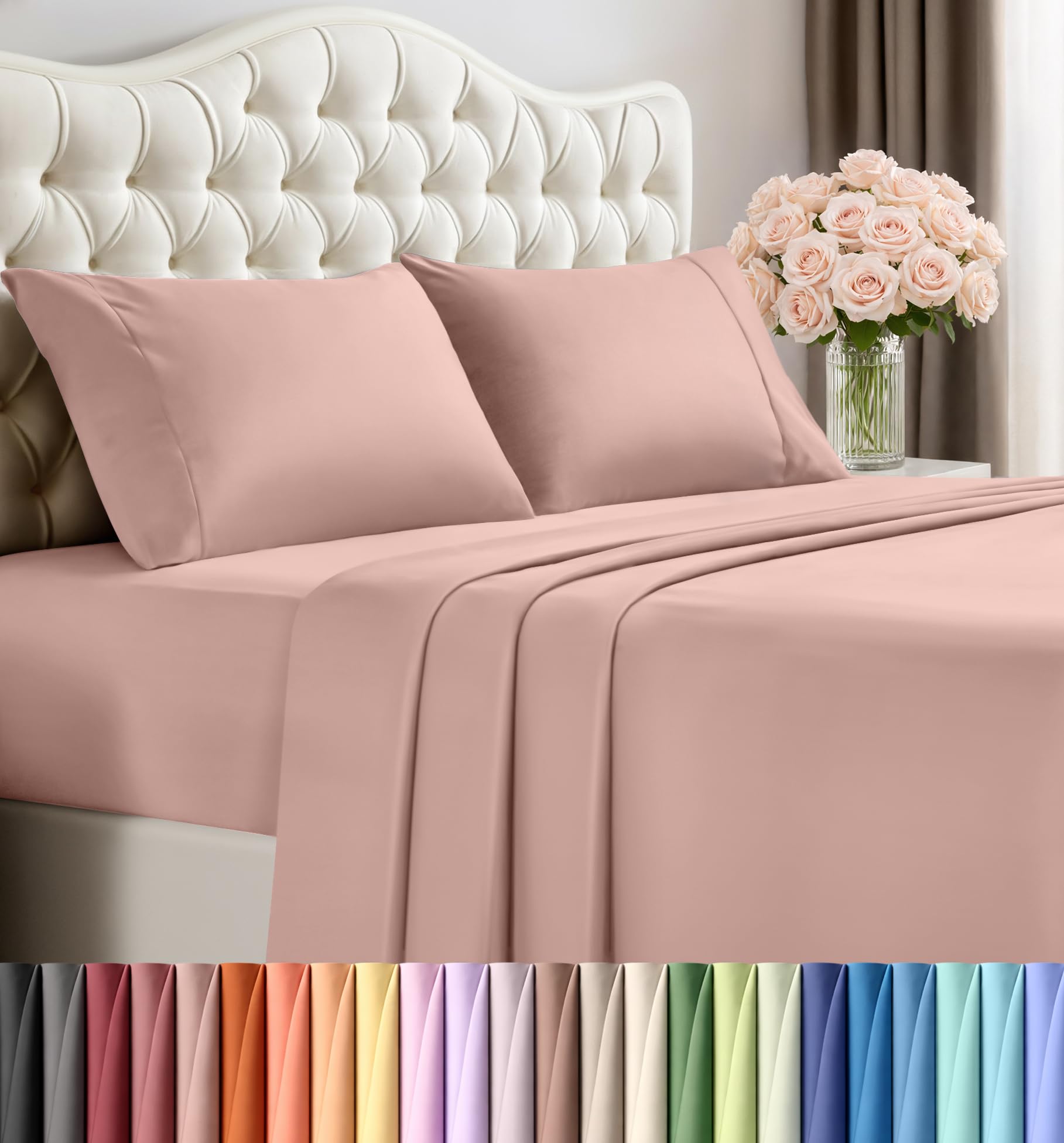 Utopia Bedding King Size Sheet Set – 4 Piece Bed Sheets, Soft and Breathable Microfiber, Includes 1 Fitted Sheet, 1 Flat Sheet and 2 Pillowcases – Oeko Tex (Blush Pink) — image 1
